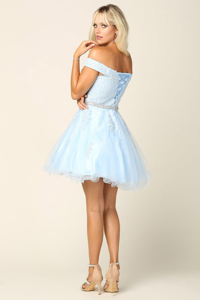 Prom Short Off Shoulder Lace Cocktail Party Dress - The Dress Outlet