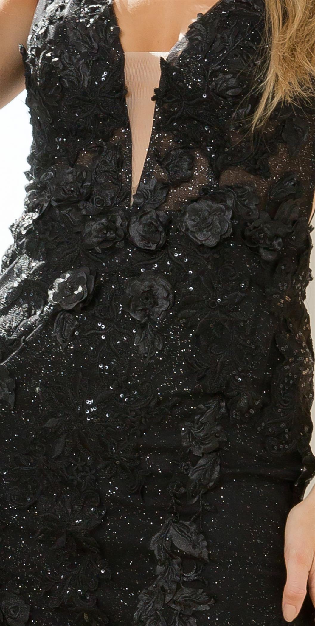 Prom Short Sleeveless Floral Cocktail Dress E719 - The Dress Outlet