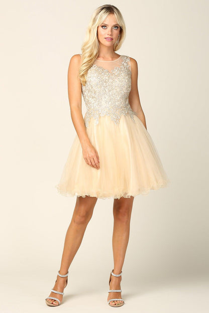 Prom Short Sleeveless Homecoming Cocktail Dress - The Dress Outlet