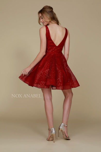 Prom Short Sleeveless Homecoming Glitter Dress Sale - The Dress Outlet
