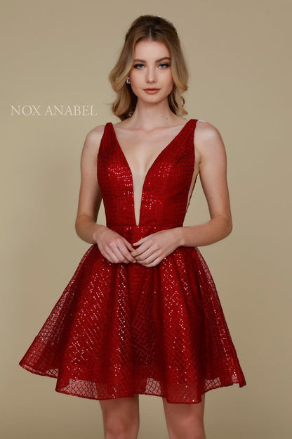 Prom Short Sleeveless Homecoming Glitter Dress - The Dress Outlet