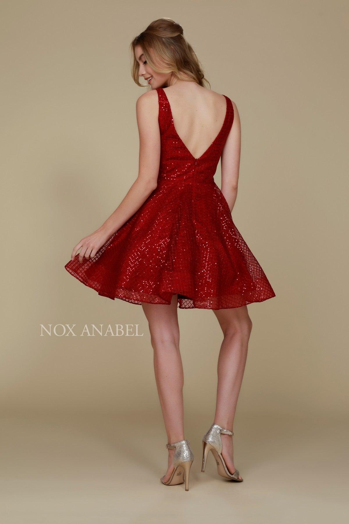Prom Short Sleeveless Homecoming Glitter Dress - The Dress Outlet
