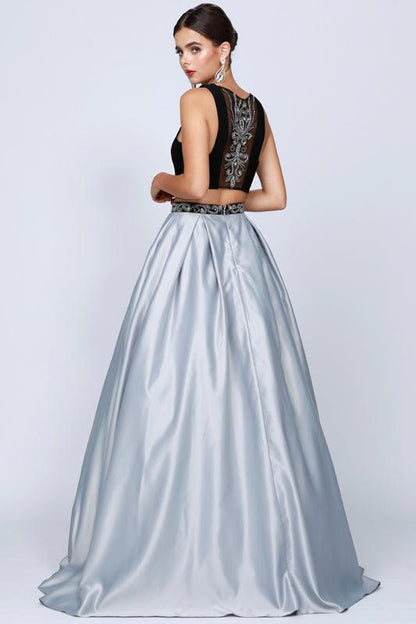 Quinceanera Long Ball Gown Beaded Two Piece Dress - The Dress Outlet