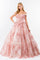 Quinceanera Long Floral Off-Shoulder Gown - The Dress Outlet