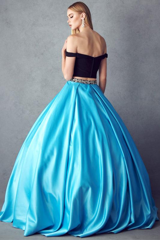 Quinceanera Long Off Shoulder Two Piece Ball Gown