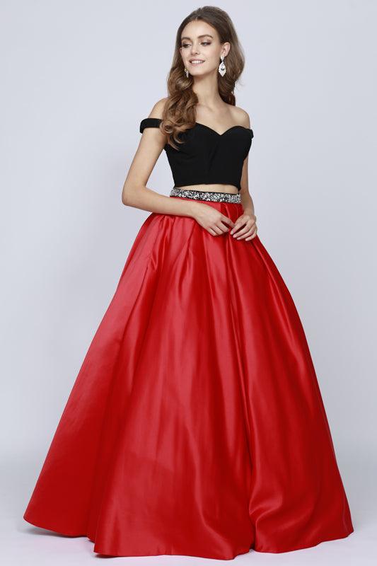 Quinceanera Long Off Shoulder Two Piece Ball Gown - The Dress Outlet