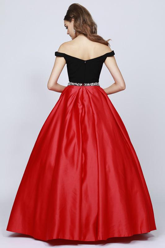 open lace back dress Quinceanera Long Off Shoulder Two Piece Ball Gown