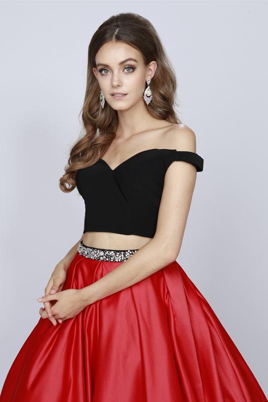 Quinceanera Long Off Shoulder Two Piece Ball Gown