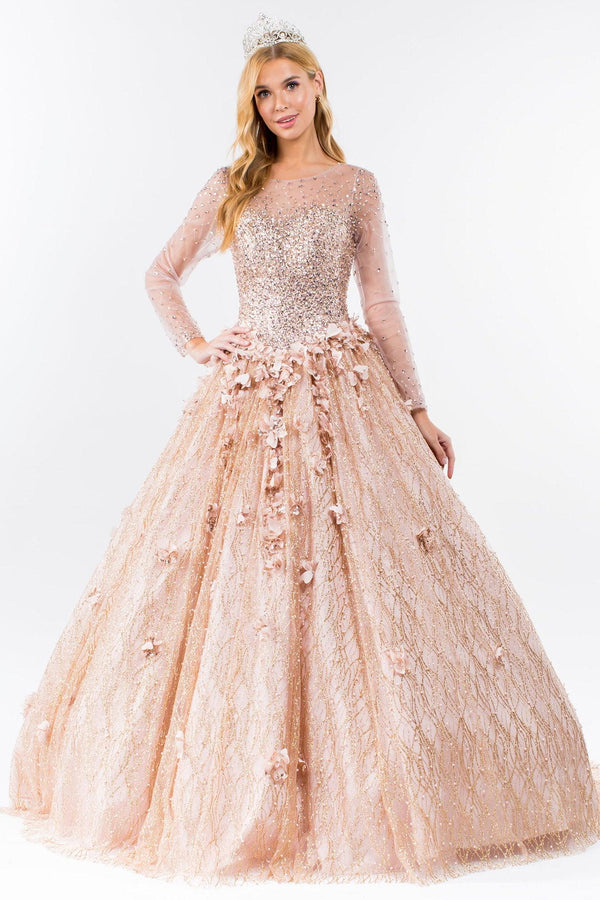 Quinceanera Long Sleeve Prom Gown