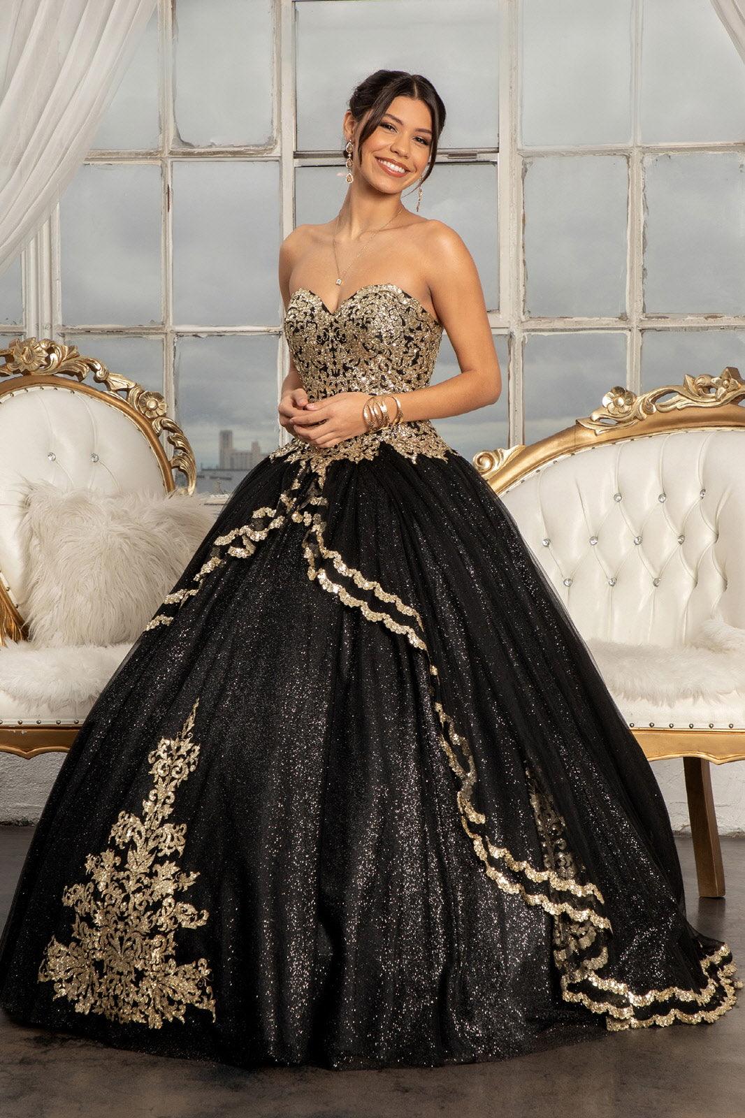 Quinceanera Long Strapless Glitter Mesh Ball Gown | The Dress Outlet Quinceanera Long Strapless Glitter Mesh Ball Gown | The Dress Outlet