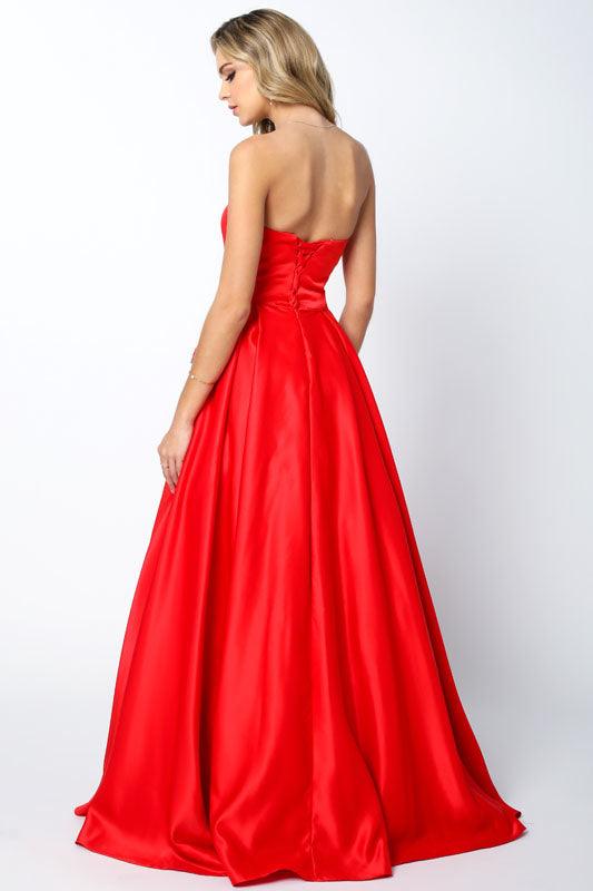 Quinceanera Prom Long Strapless Beaded Ball Gown - The Dress Outlet