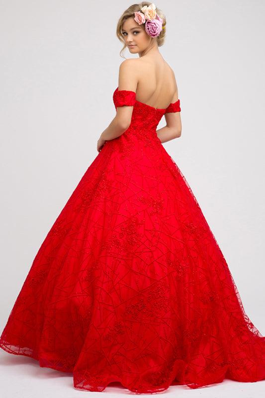 Quinceanera Prom Long Strapless Lace Ball Gown - The Dress Outlet