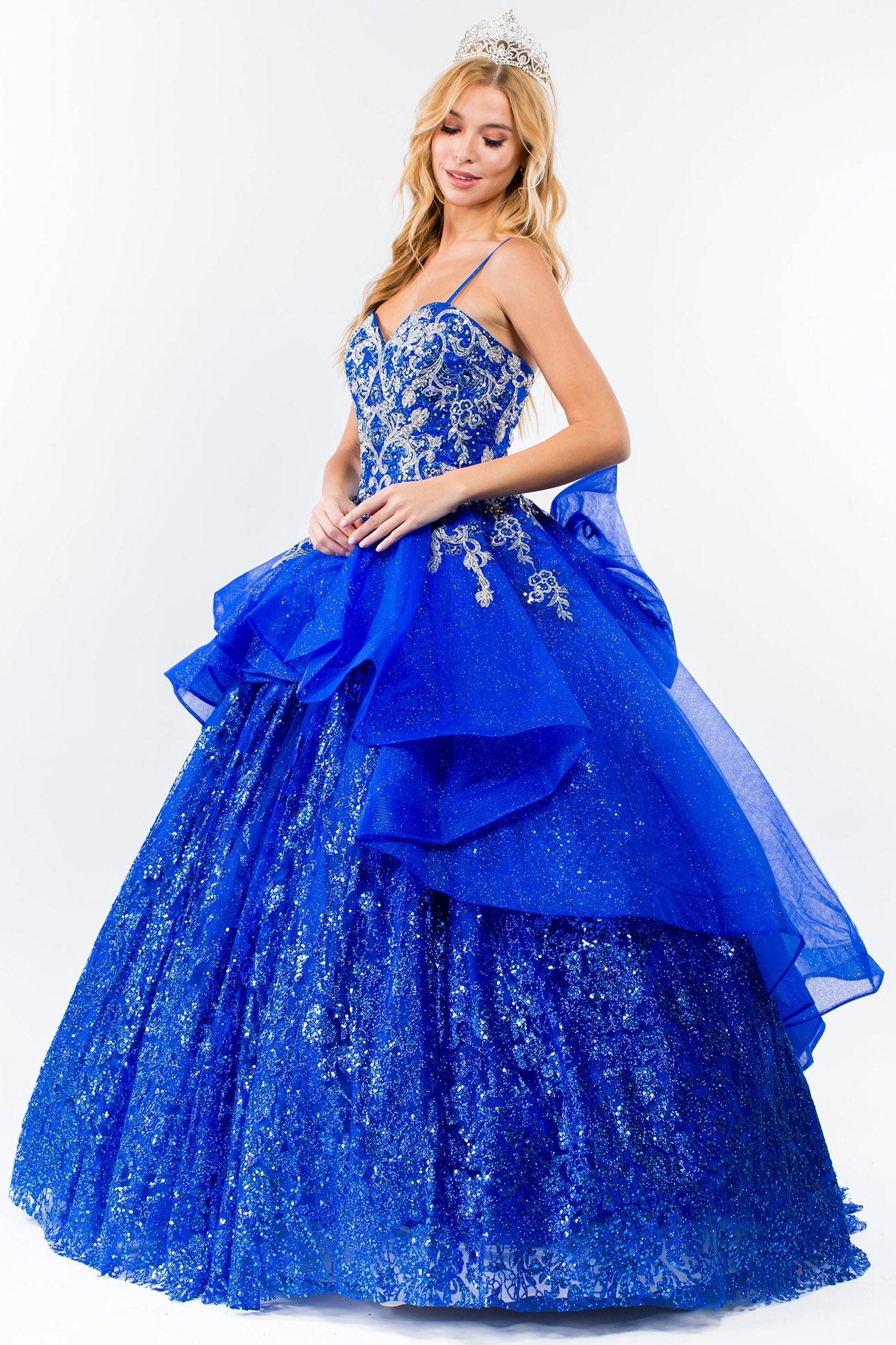 Quinceanera Spaghetti Strap Long Dress - The Dress Outlet