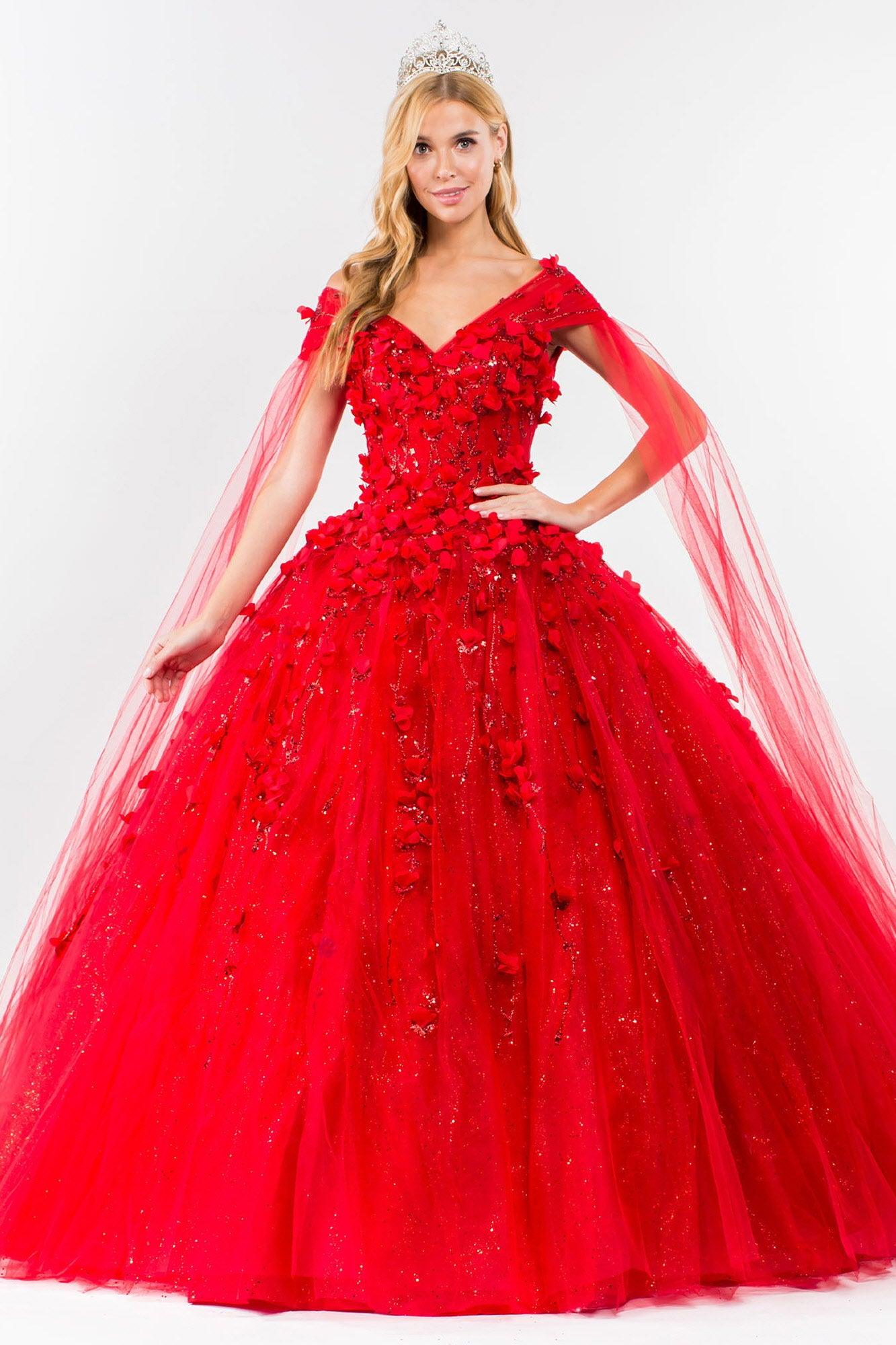 Quinceanera Sweet 16 Long Mesh Gown - The Dress Outlet