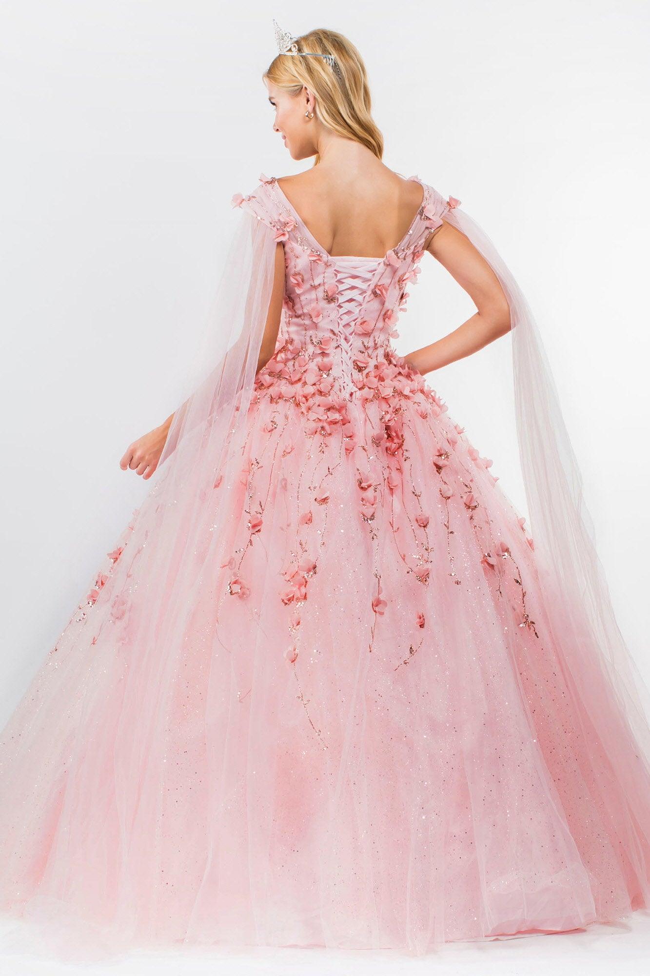 Quinceanera Sweet 16 Long Mesh Gown