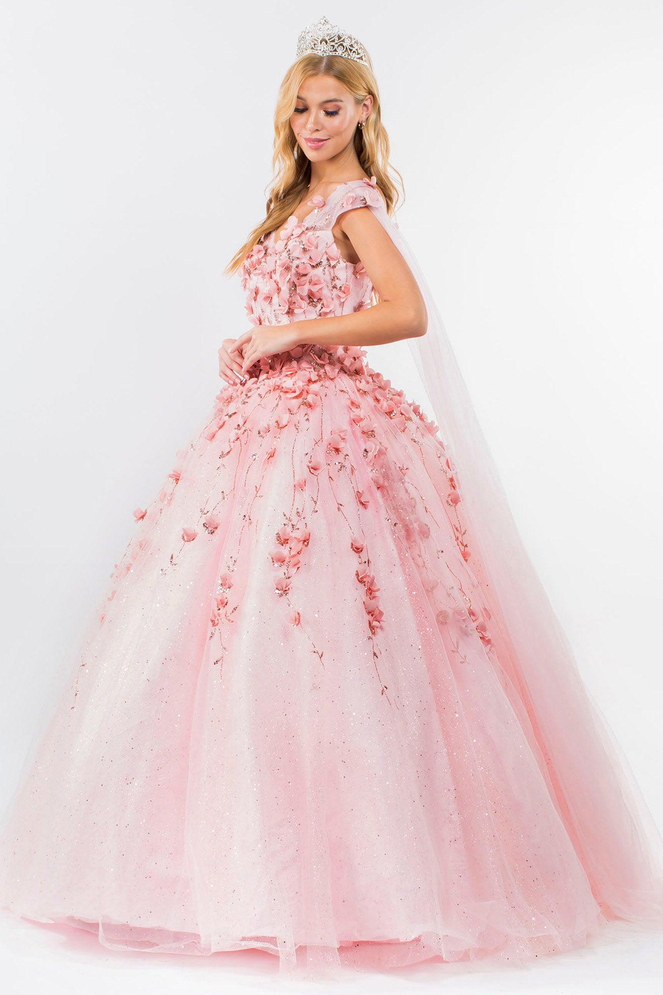 Quinceanera Sweet 16 Long Mesh Gown