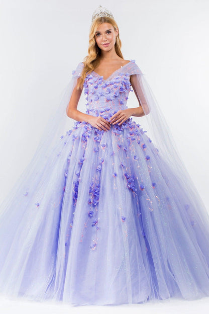 Quinceanera Sweet 16 Long Mesh Gown - The Dress Outlet