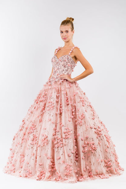 Quinceanera Sweet 16 Long Sleeveless Gown - The Dress Outlet