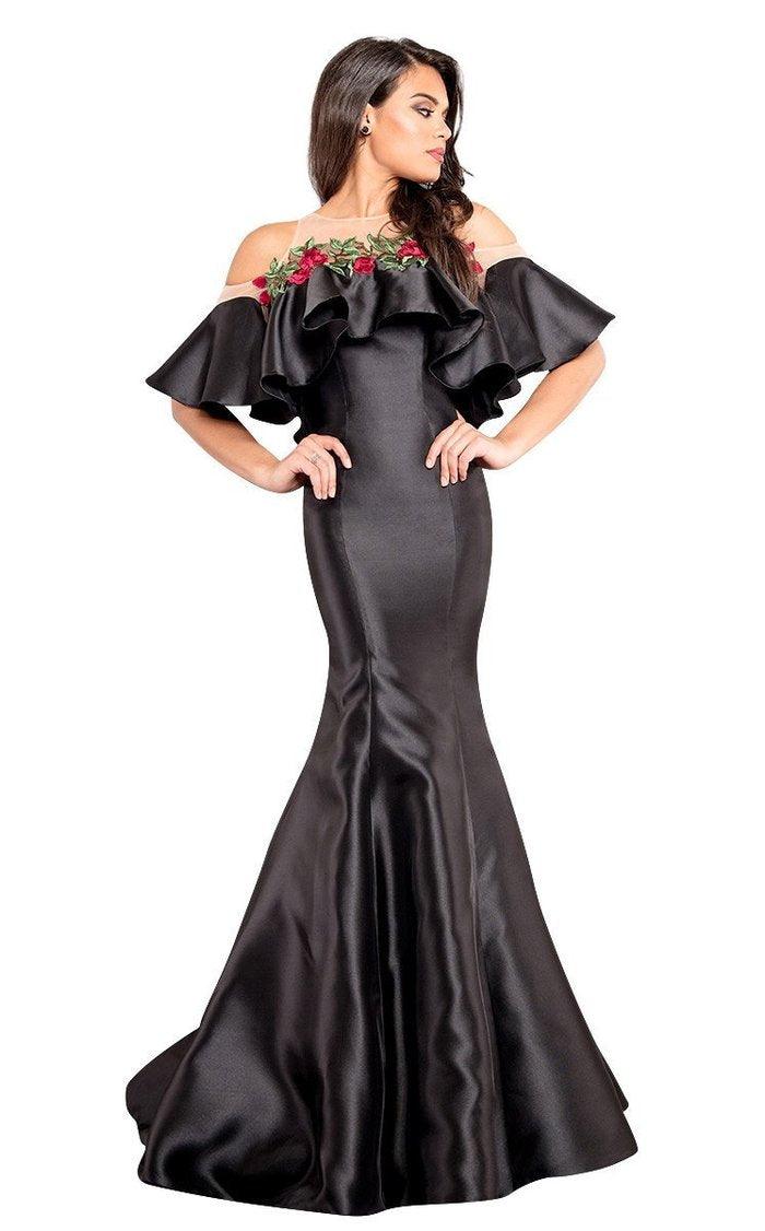 Rachel Allan Long Formal Ruffled Mermaid Dress 8301 - The Dress Outlet