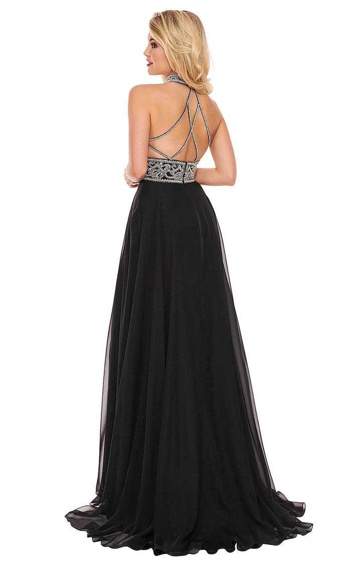 Rachel Allan Long Halter Prom Chiffon Dress 6421 - The Dress Outlet