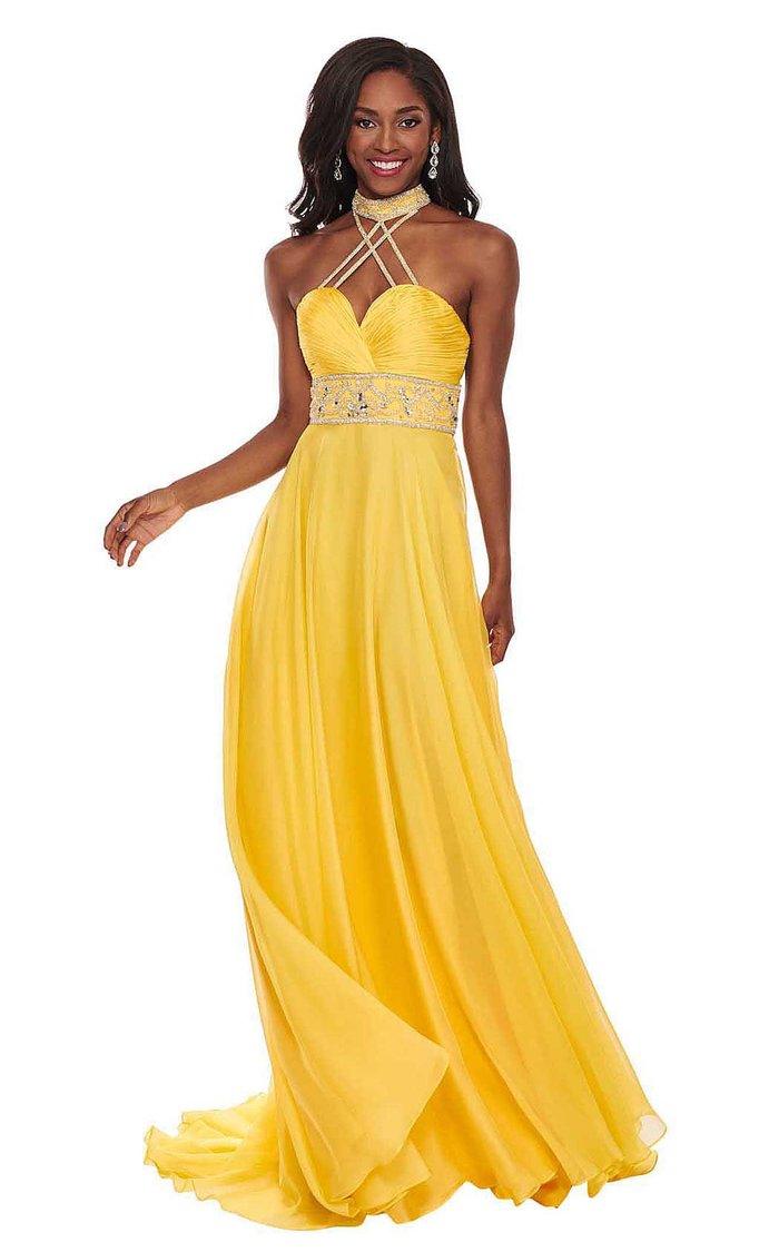 Rachel Allan Long Halter Prom Chiffon Dress 6421 - The Dress Outlet