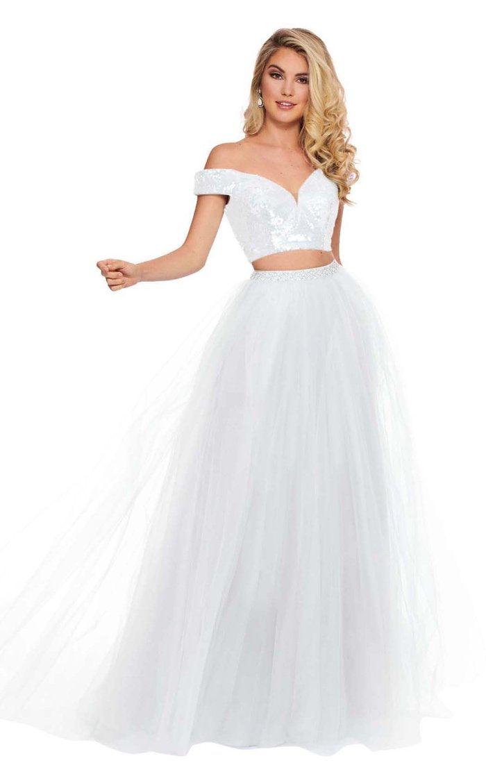 Rachel Allan Long Off Shoulder Prom Dress 6488 - The Dress Outlet