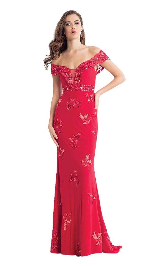 Rachel Allan Long Off The Shoulder Prom Dress 6056 - The Dress Outlet