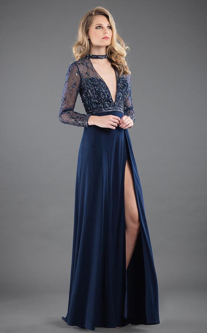 Rachel Allan Long Sleeve Formal Fitted Dress 8285 - The Dress Outlet