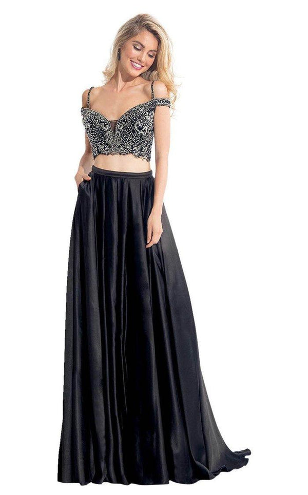 Rachel Allan Long Two Piece Beaded Prom Dress 6020