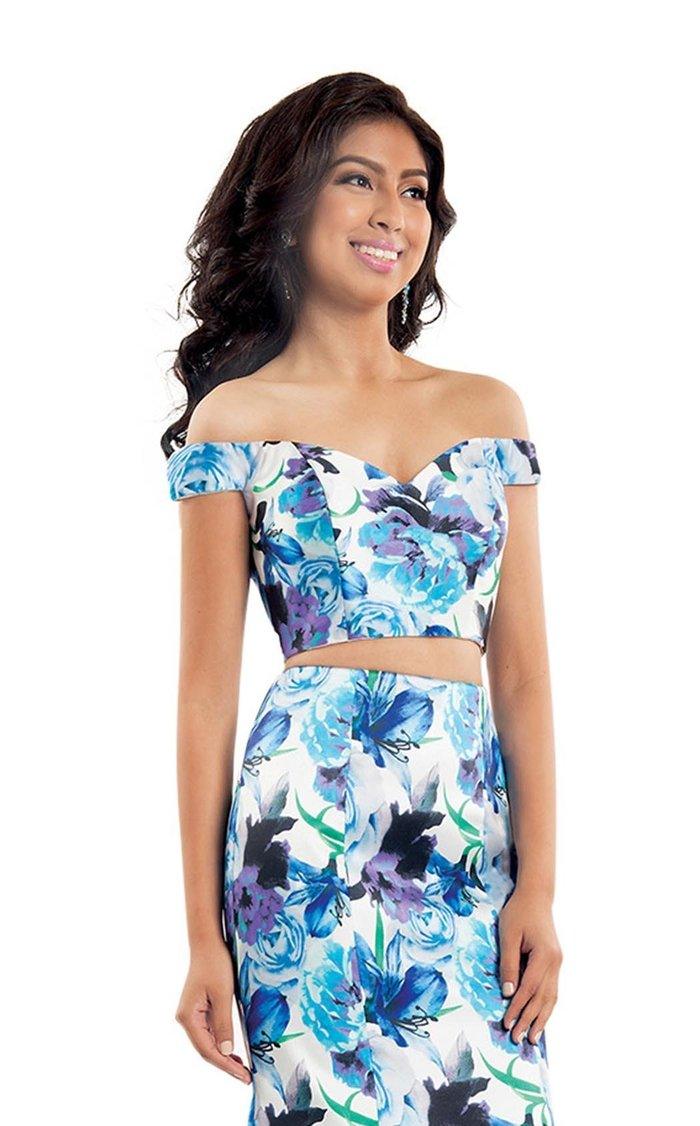 Rachel Allan Long Two Piece Prom Floral Dress 6127