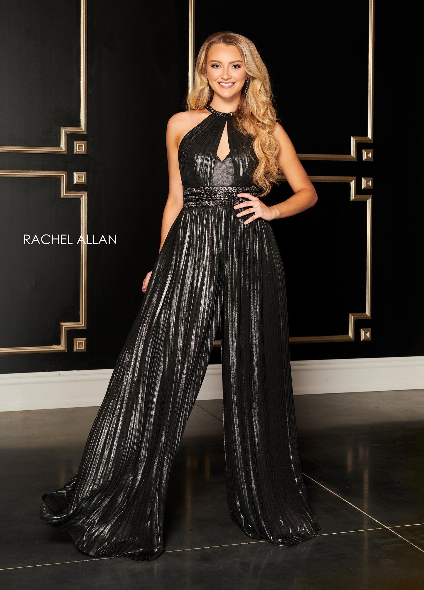 Rachel Allan Metallic Formal Jumpsuit - The Dress Outlet