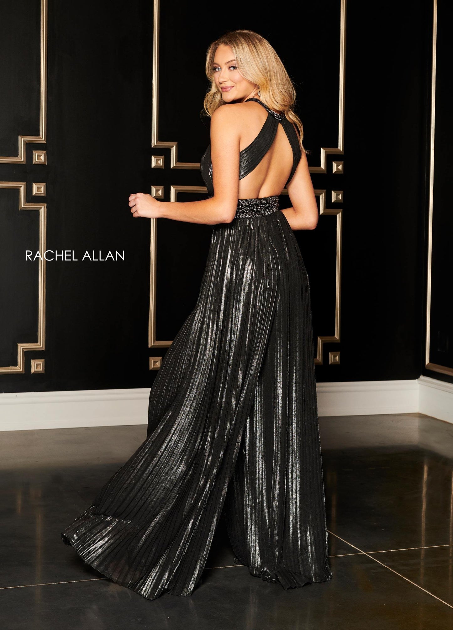 Rachel Allan Metallic Formal Jumpsuit - The Dress Outlet