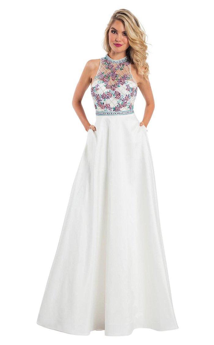 Rachel Allan Prom Long Halter Beaded Ball Gown 6051 - The Dress Outlet