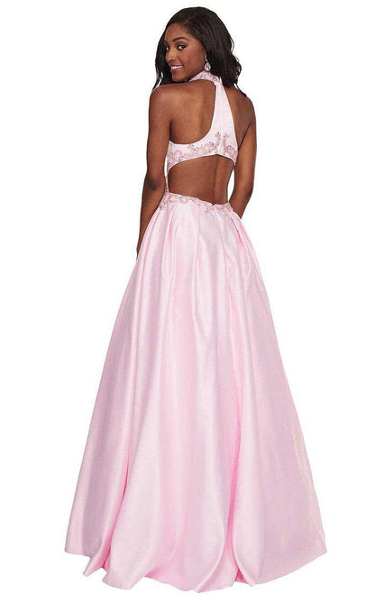 Rachel Allan Prom Long Halter Beaded Dress 6528 - The Dress Outlet