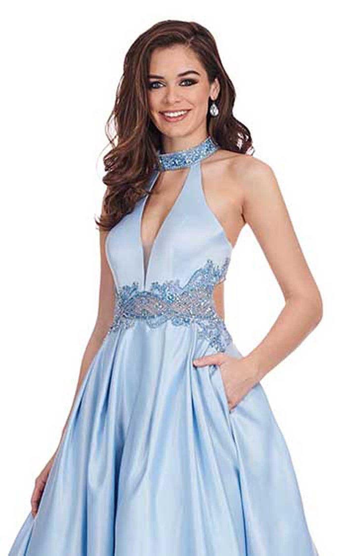 Rachel Allan Prom Long Halter Beaded Dress 6528 - The Dress Outlet