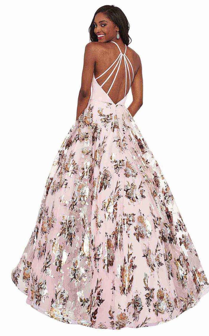 Rachel Allan Prom Long Halter Floral Ball Gown 6581 - The Dress Outlet