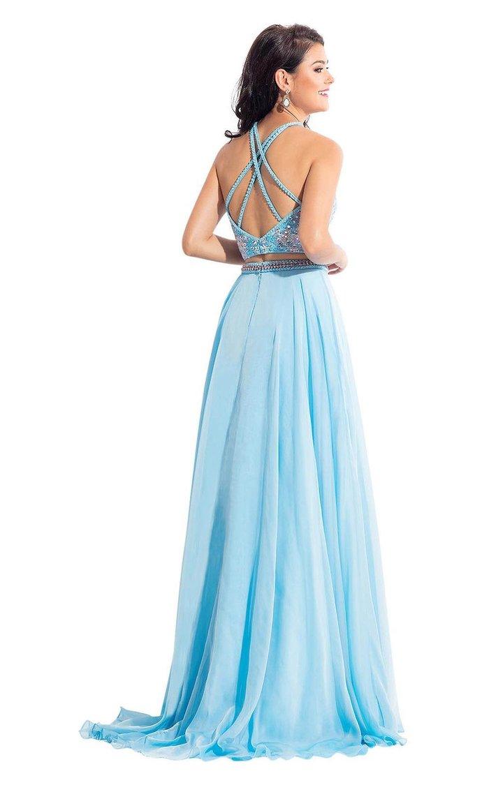 Sky Blue Rachel Allan Prom Long Halter Two Piece Dress 6063 Prom
