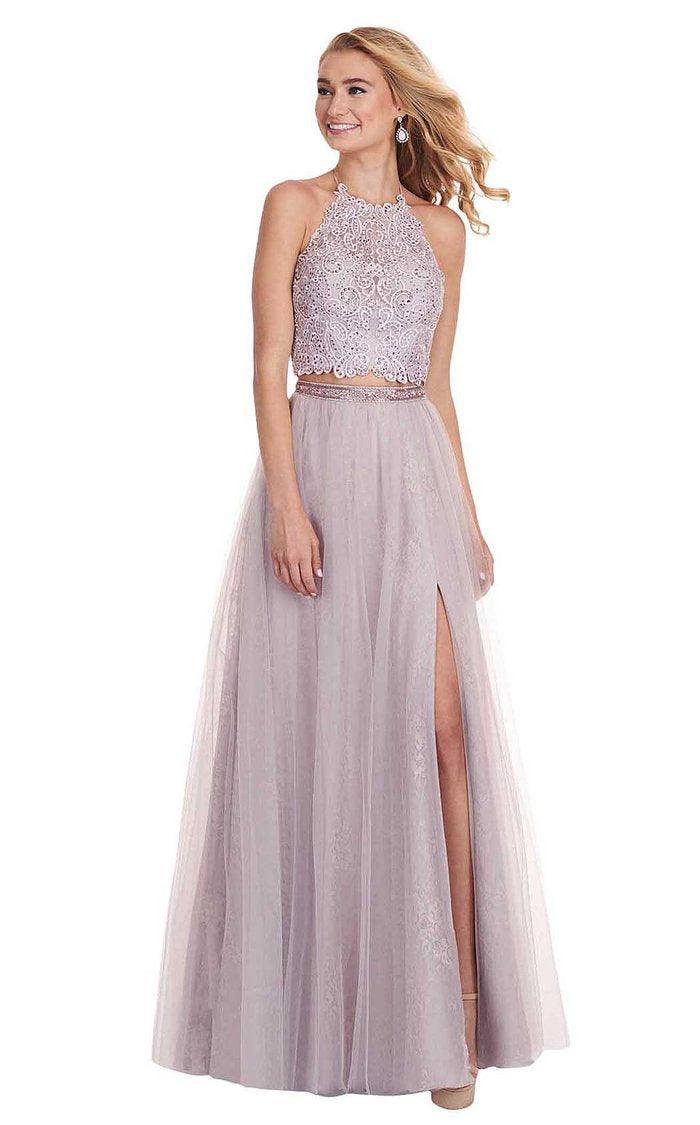 Rachel Allan Prom Long Halter Two Piece Dress 6437 - The Dress Outlet
