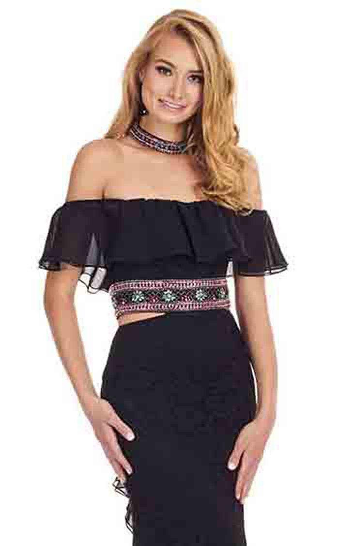 Rachel Allan Prom Long Off Shoulder Lace Dress 6563