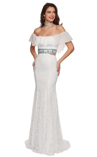Rachel Allan Prom Long Off Shoulder Lace Dress 6563 - The Dress Outlet