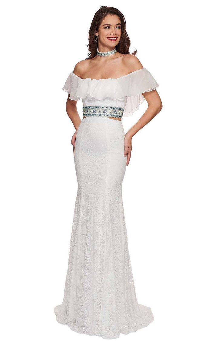 Rachel Allan Prom Long Off Shoulder Lace Dress 6563