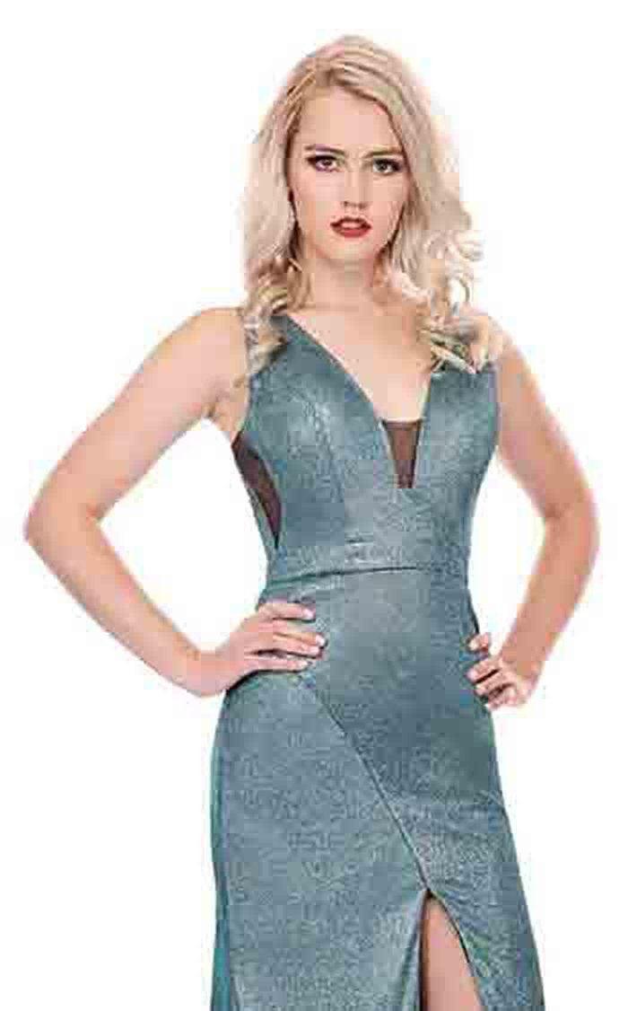 Rachel Allan Prom Long Sleeveless Metallic Gown 6529