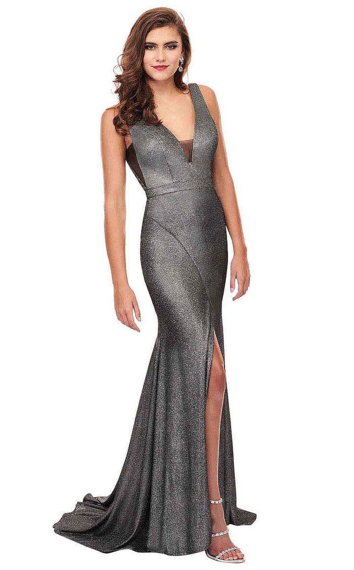 Rachel Allan Prom Long Sleeveless Metallic Gown 6529