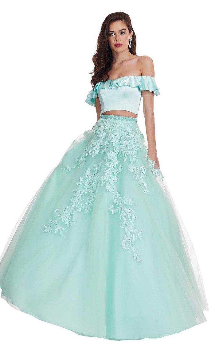 Rachel Allan Prom Off Shoulder Long Ball Gown 6484 - The Dress Outlet