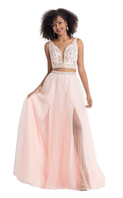 Rachel Allan Prom Two Piece Beaded Long Dress 6118 - The Dress Outlet