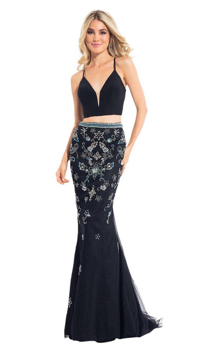 Rachel Allan Prom Two Piece Floral Beaded Gown 6042 - The Dress Outlet