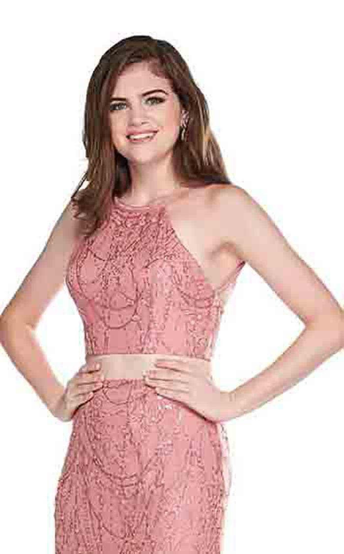 Rachel Allan Prom Two Piece Halter Long Dress 6541 - The Dress Outlet