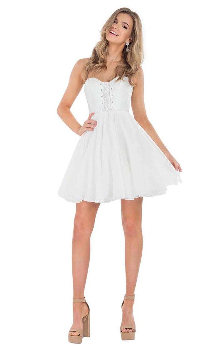 Rachel Allan Short Strapless Cocktail Dress L1102