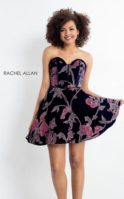 Rachel Allan Short Velvet Homecoming Dress 4616 - The Dress Outlet