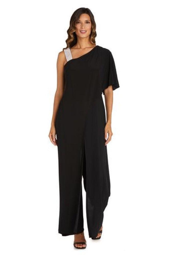 R&M Richards Asymmetric Jumpsuit with Overlay Sale - The Dress Outlet